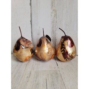 Unique pear fruit brown metallic ornament Xmas vintage